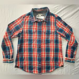 Outerknown Women’s Blue Red Pink Flannel Shirt Size Medium Large NWT $148